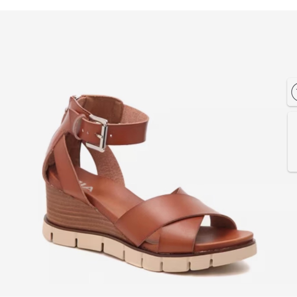 MIA Tan Leather Wedge Sandals